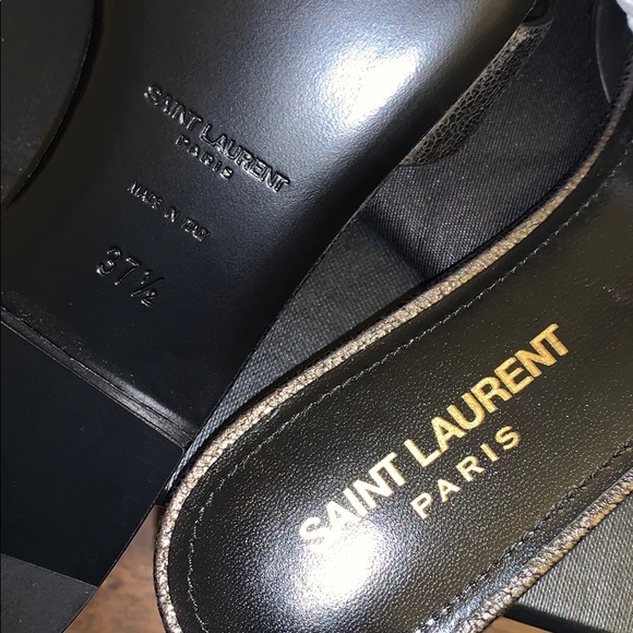 BNWB YSL Tribute Metallic Black Sandals - Picture 5 of 9